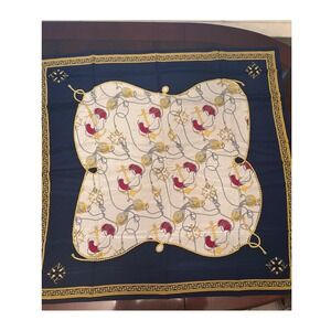 Cravat Club Navy Blue Nautical Silk Square Scarf Anchor Compass Print 34x33